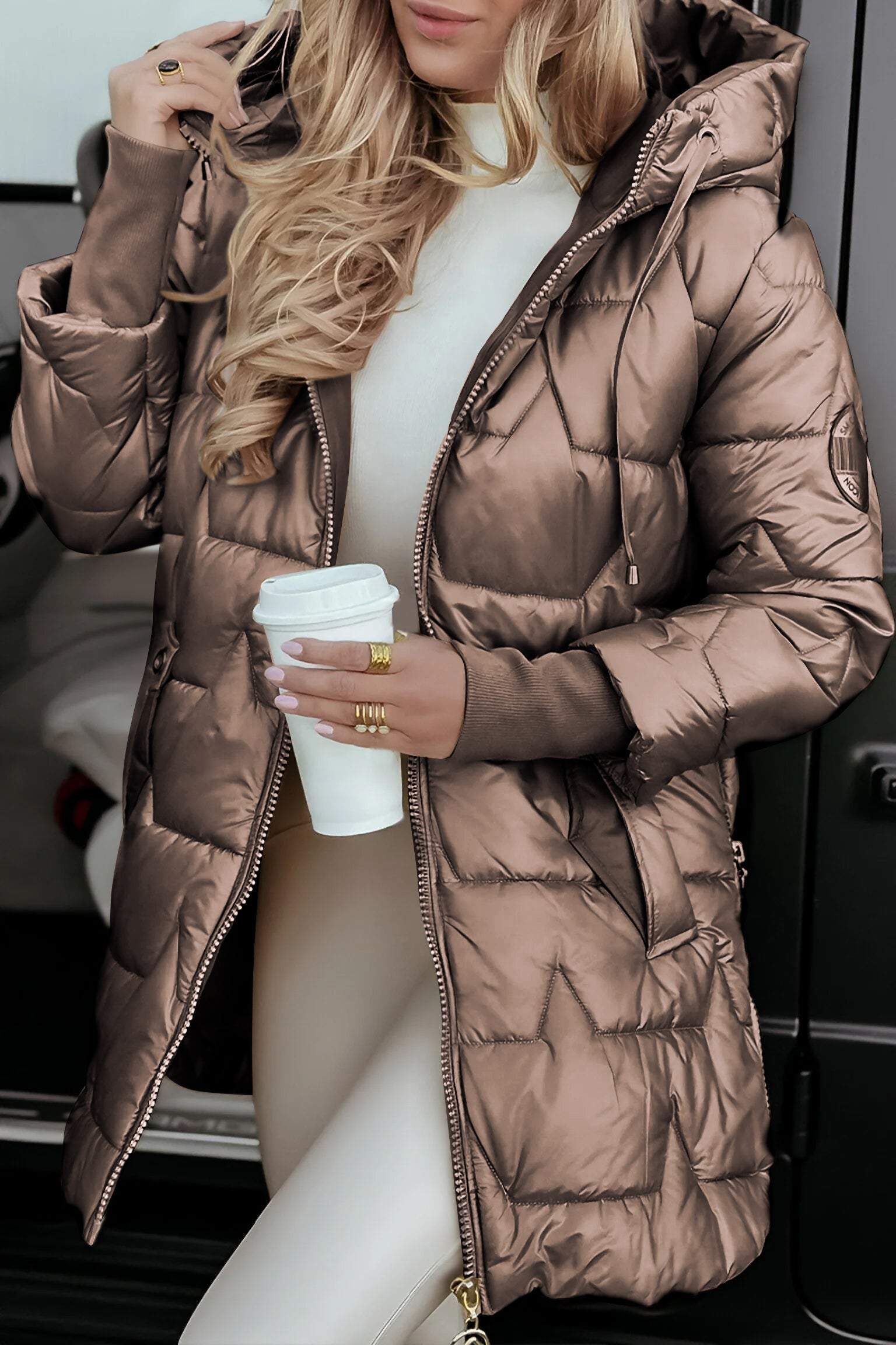 Harper Manteau Femme – Veste Matelassée à Capuche Chaude pour Mi-Saison