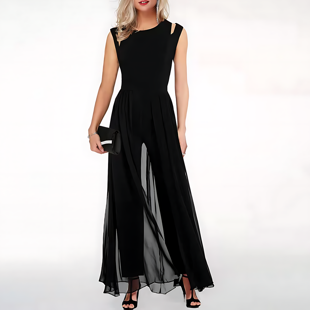 Presley Combinaison Femme – Coupe Fluide Élégante avec Détails Ajourés et Jambes Amples