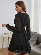 Amelia Robe Femme – Coupe Fit & Flare Légère avec Manches Longues à Pois