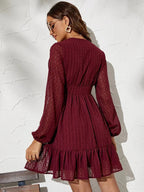 Amelia Robe Femme – Coupe Fit & Flare Légère avec Manches Longues à Pois