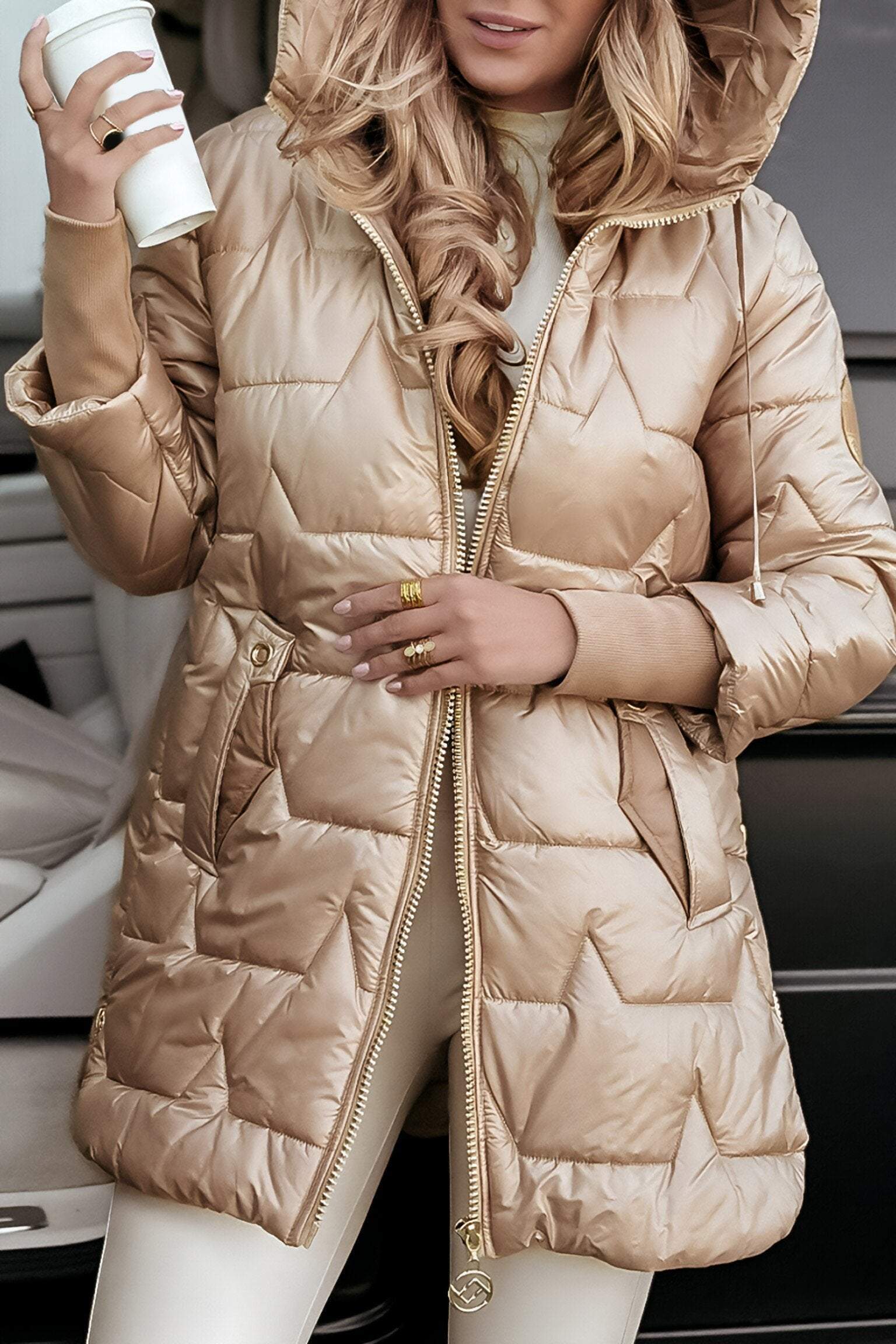 Harper Manteau Femme – Veste Matelassée à Capuche Chaude pour Mi-Saison