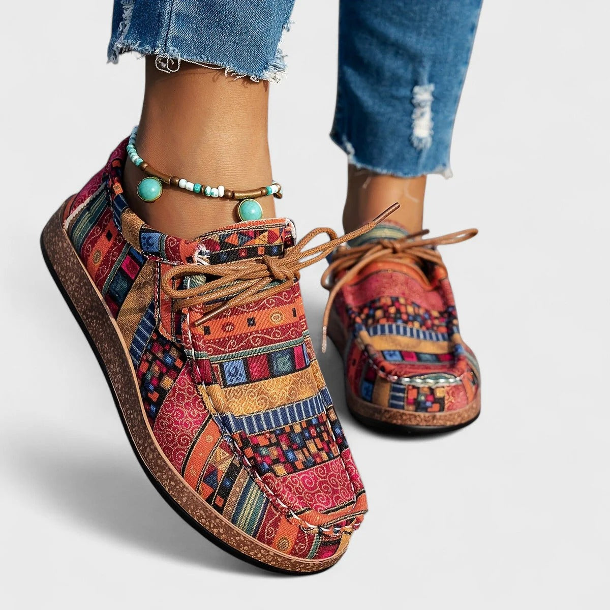 Elena Baskets Femme – Sneakers Décontractées à Motif Artistique et Confort Léger