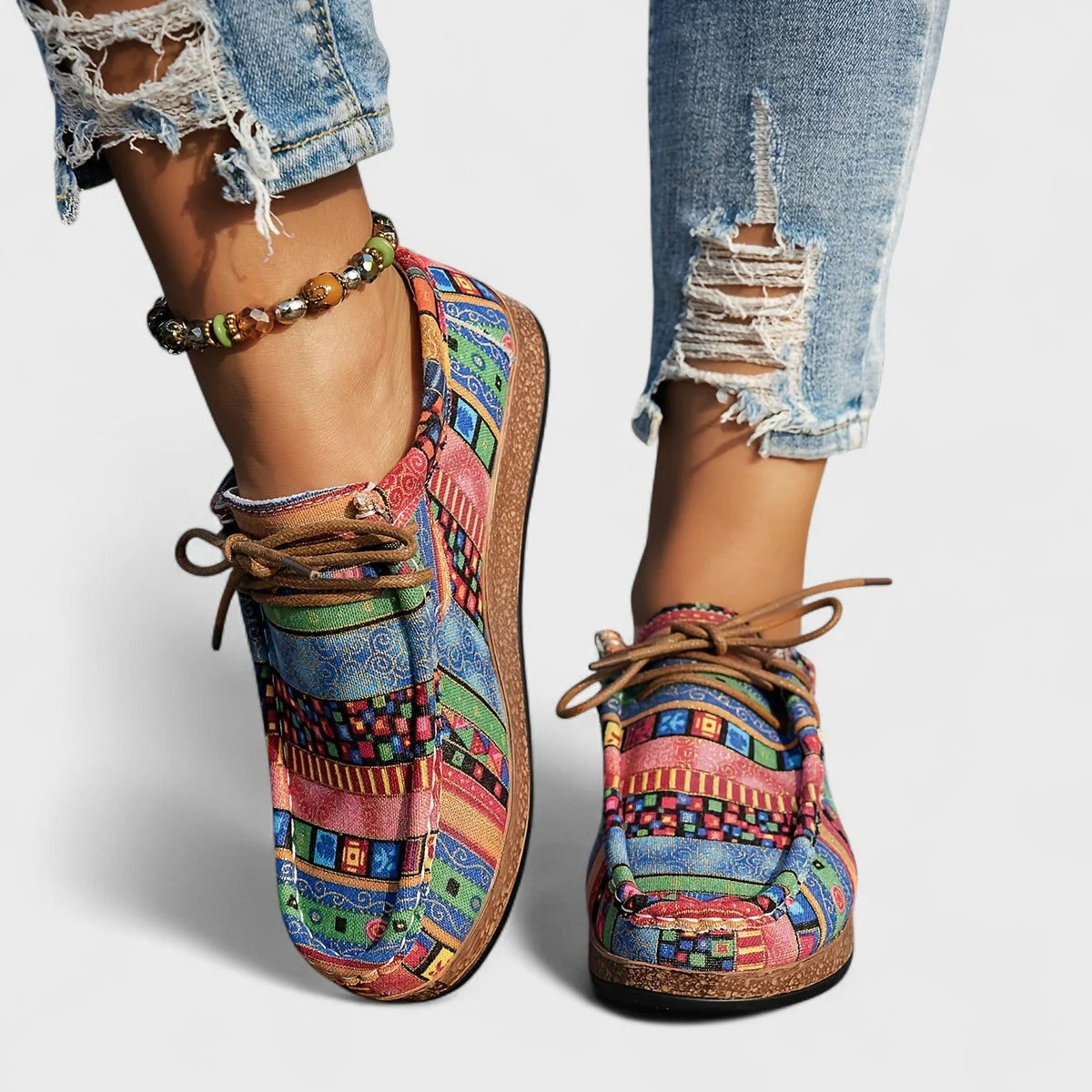 Elena Baskets Femme – Sneakers Décontractées à Motif Artistique et Confort Léger