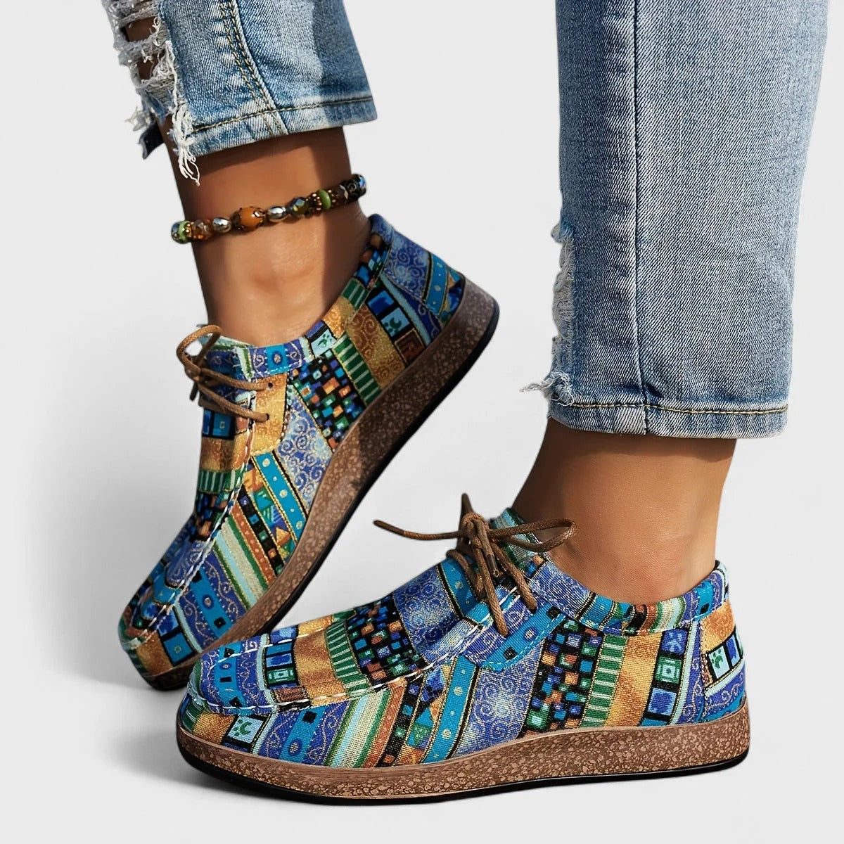 Elena Baskets Femme – Sneakers Décontractées à Motif Artistique et Confort Léger