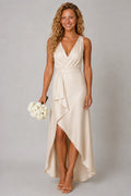 Camille Robe Midi Asymétrique Femme à Col V Croisé Élégante