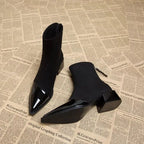 Elodie Bottines Femme – Bottines Élégantes à Talon Bloc avec Pointe Vernie