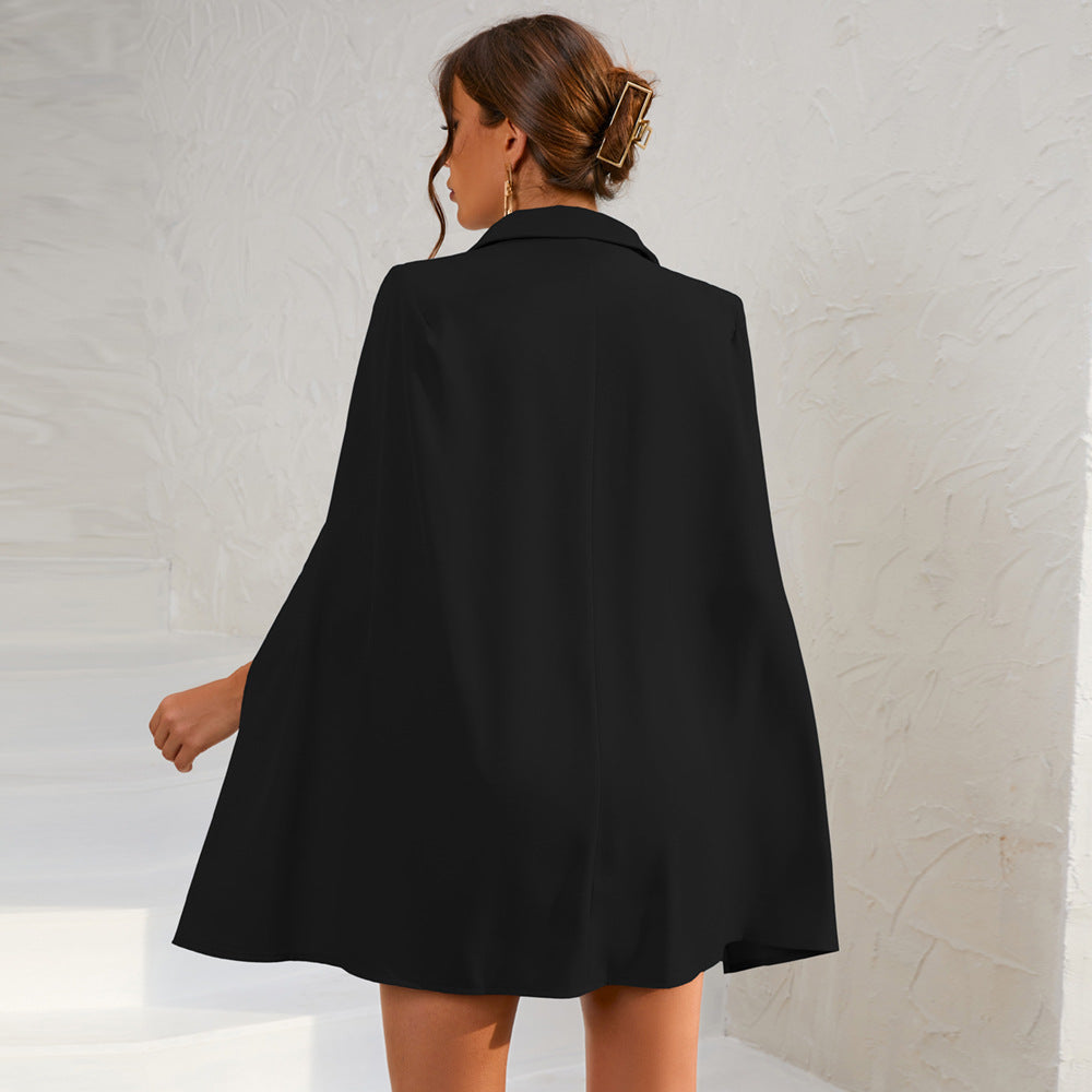 Maristelle Robe Blazer Femme – Robe Élégante avec Cape, Ceinture et Boutonnage Croisé