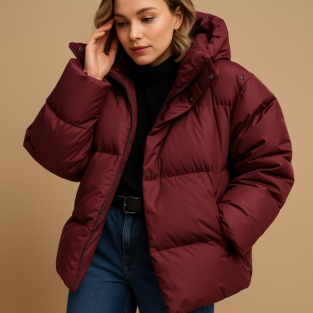 Solène Veste Matelassée Femme – Doudoune Oversize Déperlante avec Capuche & Zip
