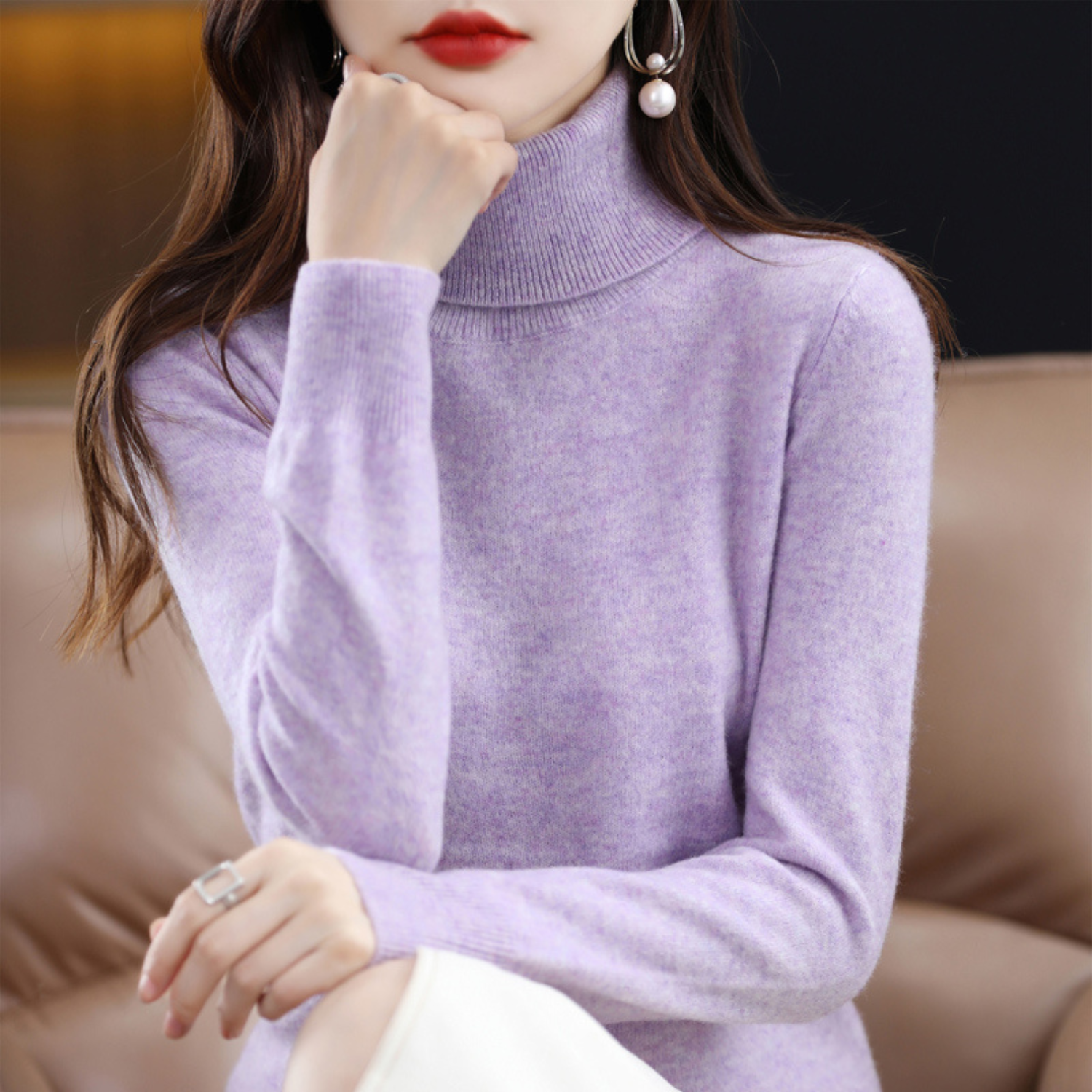 Blake Pull Col Roulé Femme – Pull en Cachemire Doux avec Coupe Élégante et Confort Léger