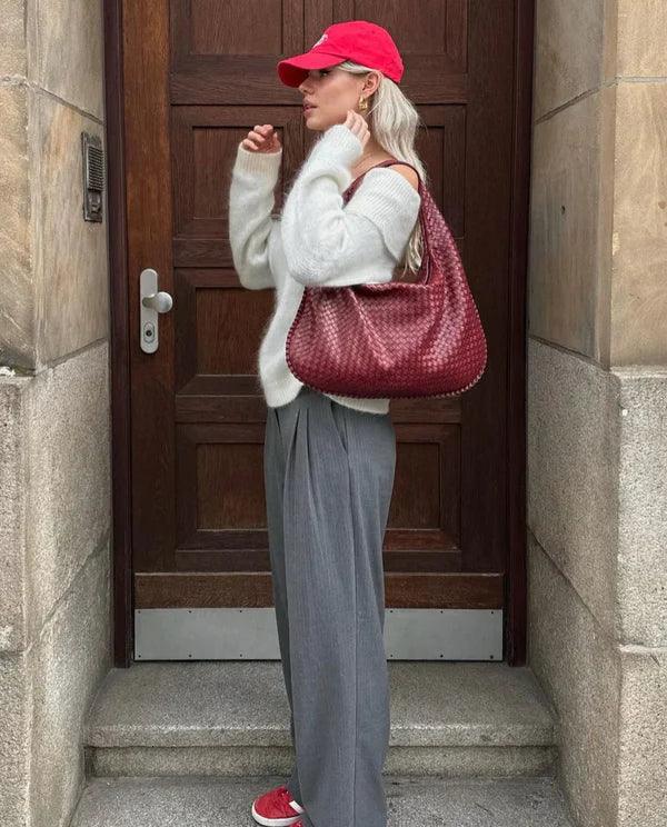 Ariane Sac à Main Tressé Femme – Grand Cabas en Cuir Vegan