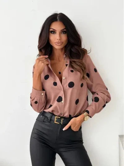 Capucine Blouse à Pois et Col Classique à Boutons au Style Élégant Intemporel