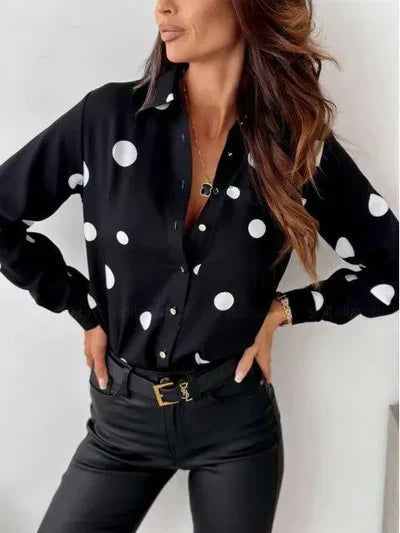 Capucine Blouse à Pois et Col Classique à Boutons au Style Élégant Intemporel