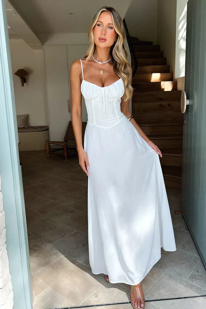 Sorrel Robe Maxi Femme – Robe Longue Élégante à Bretelles Fines avec Coupe Évasée & Style Romantique