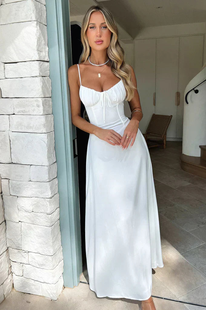 Sorrel Robe Maxi Femme – Robe Longue Élégante à Bretelles Fines avec Coupe Évasée & Style Romantique