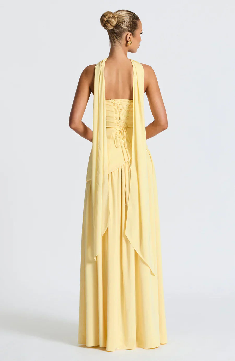 Amélie Robe Longue Femme – Robe Bustier Élégante avec Fente Haute & Foulard Assorti