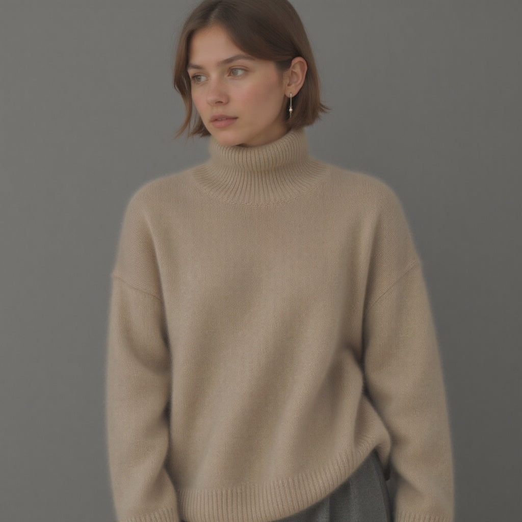 Astrid Pull Femme – Pull Cachemire Oversize à Col Roulé avec Maille Douce