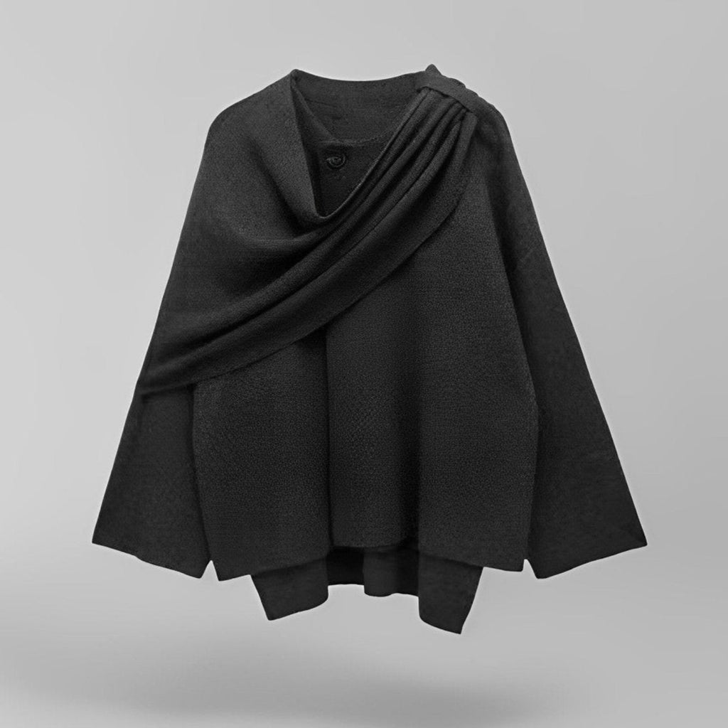 Poncho Alina Donna – Poncho Asimmetrico in Lana con Drape Elegante
