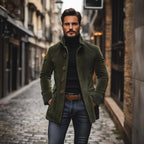 Matteo Manteau Homme – Manteau en Velours Côtelé avec Col Montant Élégant