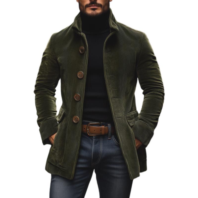 Matteo Manteau Homme – Manteau en Velours Côtelé avec Col Montant Élégant