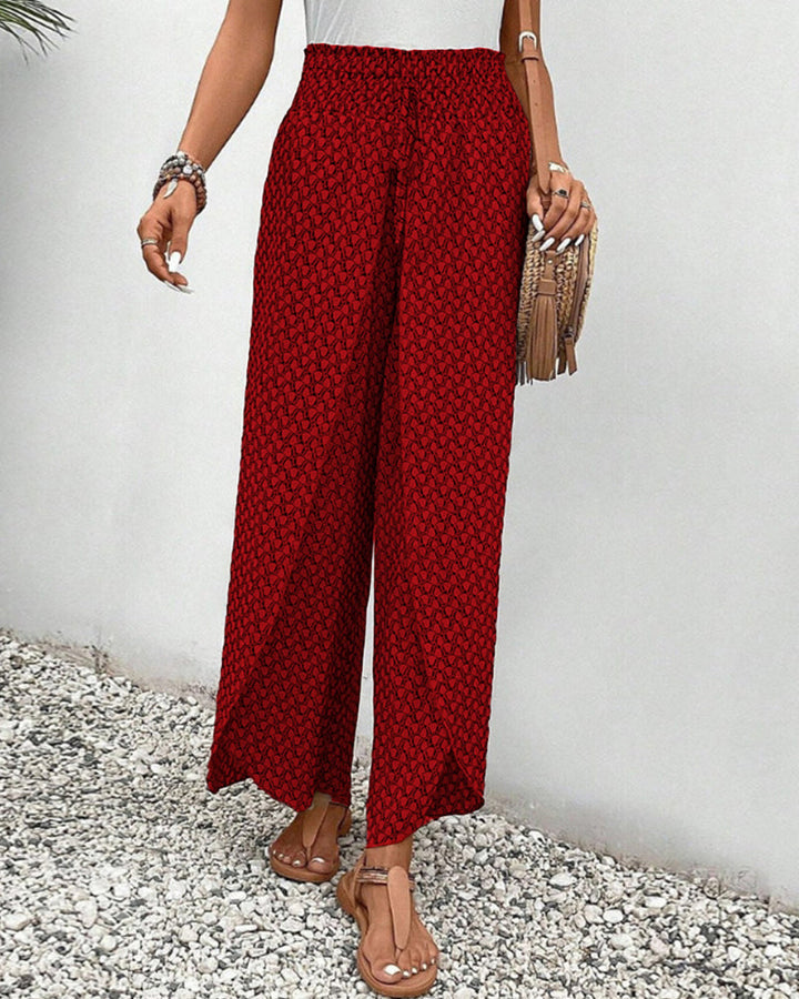 Bailey Pantalon Large Femme – Taille Haute Élégante avec Motif Imprimé et Coupe Fluide
