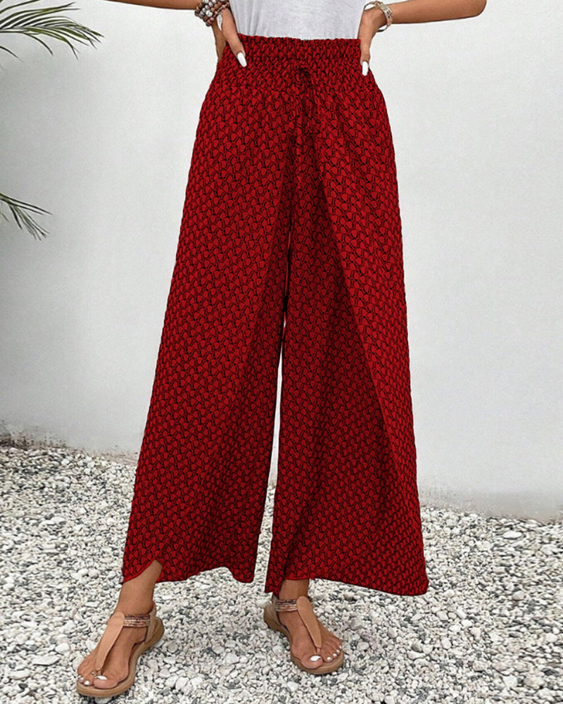 Bailey Pantalon Large Femme – Taille Haute Élégante avec Motif Imprimé et Coupe Fluide