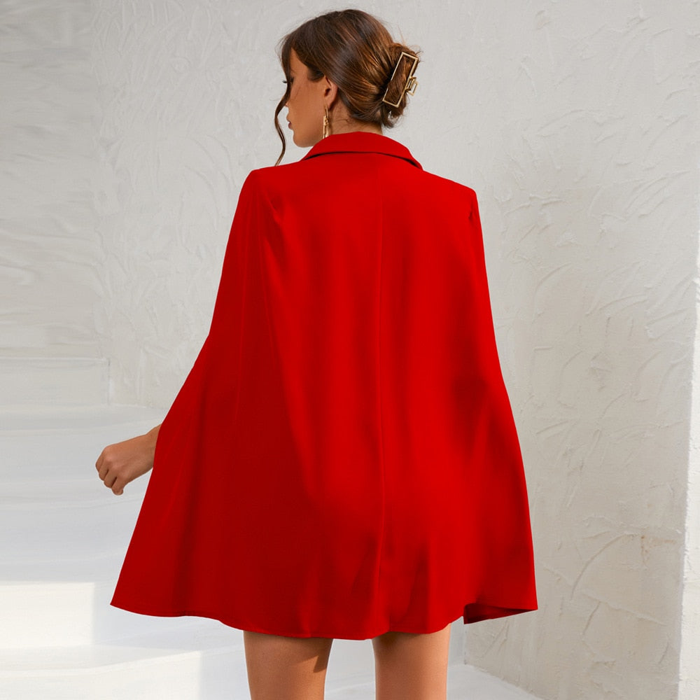 Maristelle Robe Blazer Femme – Robe Élégante avec Cape, Ceinture et Boutonnage Croisé
