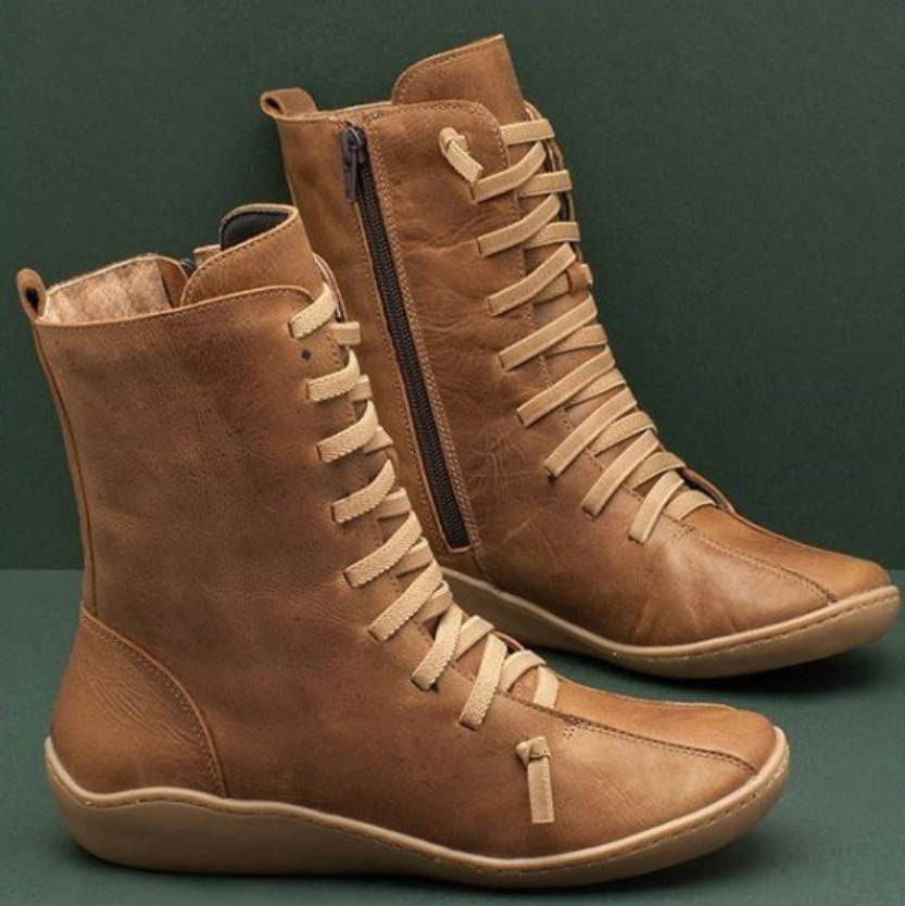 Marlowe Bottines Femme – Bottes à Lacets Vintage avec Fermeture Zippée & Confort Quotidien