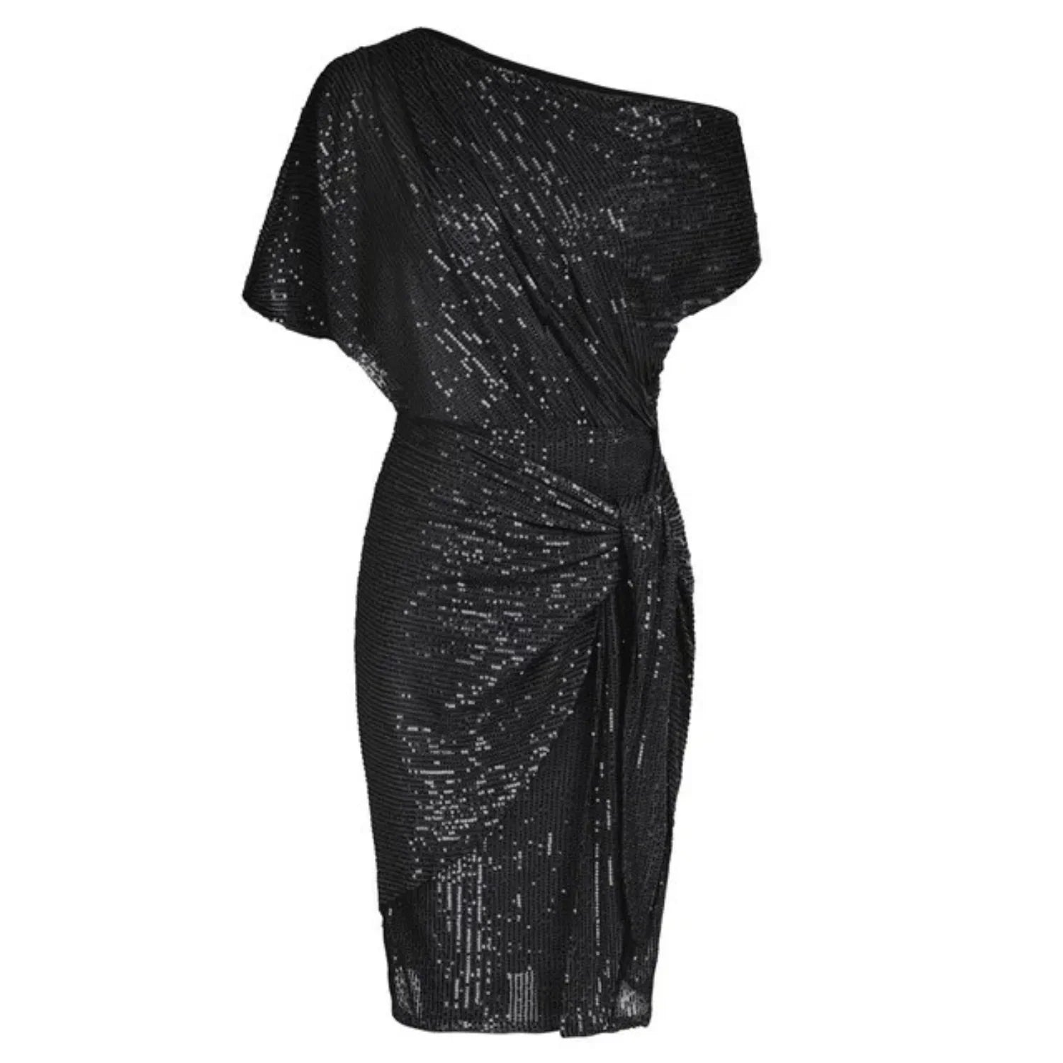 Élodie Robe Portefeuille Asymétrique à Paillettes Élégante
