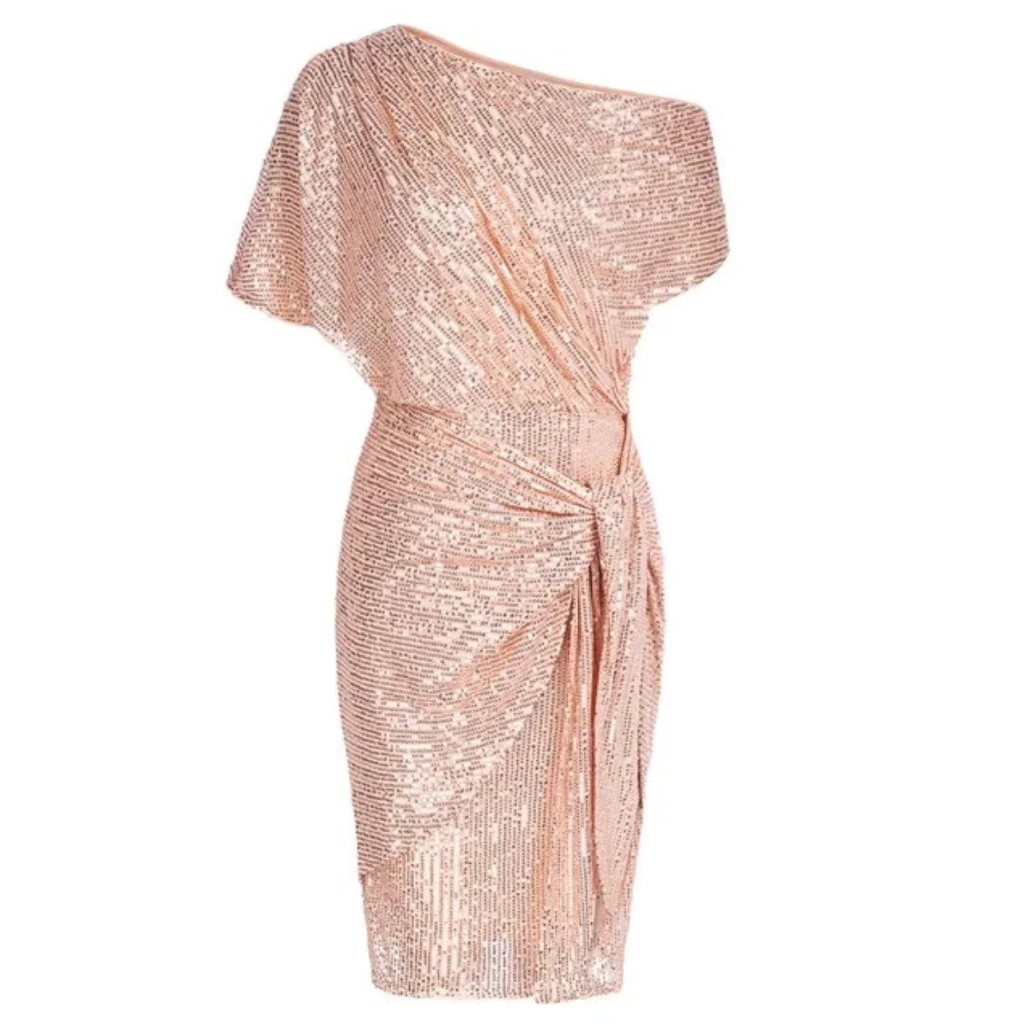 Élodie Robe Portefeuille Asymétrique à Paillettes Élégante
