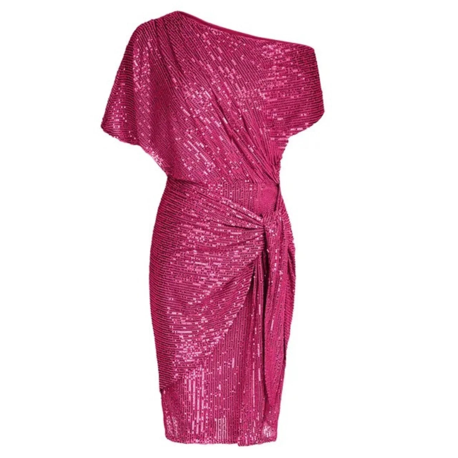 Élodie Robe Portefeuille Asymétrique à Paillettes Élégante