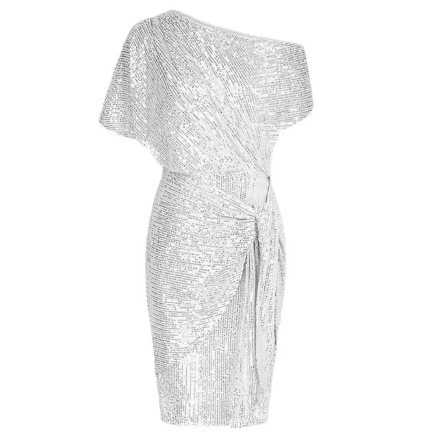 Élodie Robe Portefeuille Asymétrique à Paillettes Élégante