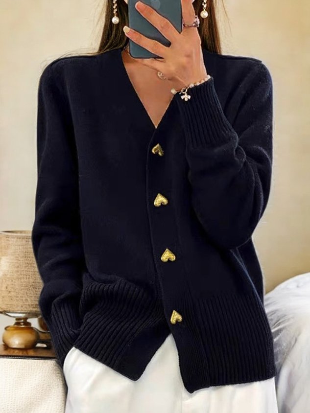 Hadley Gilet Femme – Cardigan Élégant en Maille Douce avec Boutons Cœur