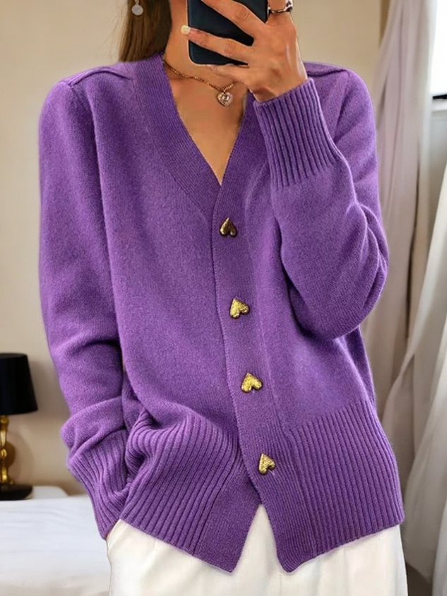 Hadley Gilet Femme – Cardigan Élégant en Maille Douce avec Boutons Cœur