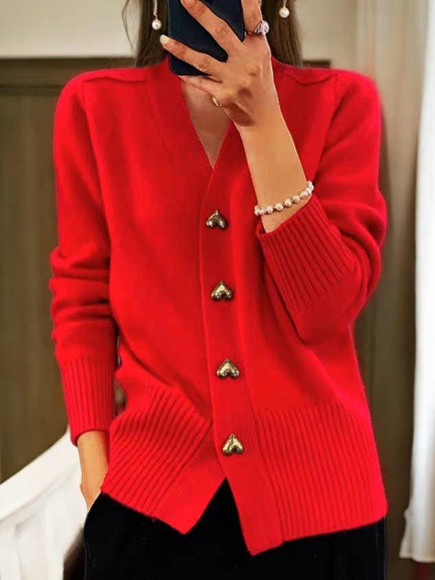 Hadley Gilet Femme – Cardigan Élégant en Maille Douce avec Boutons Cœur