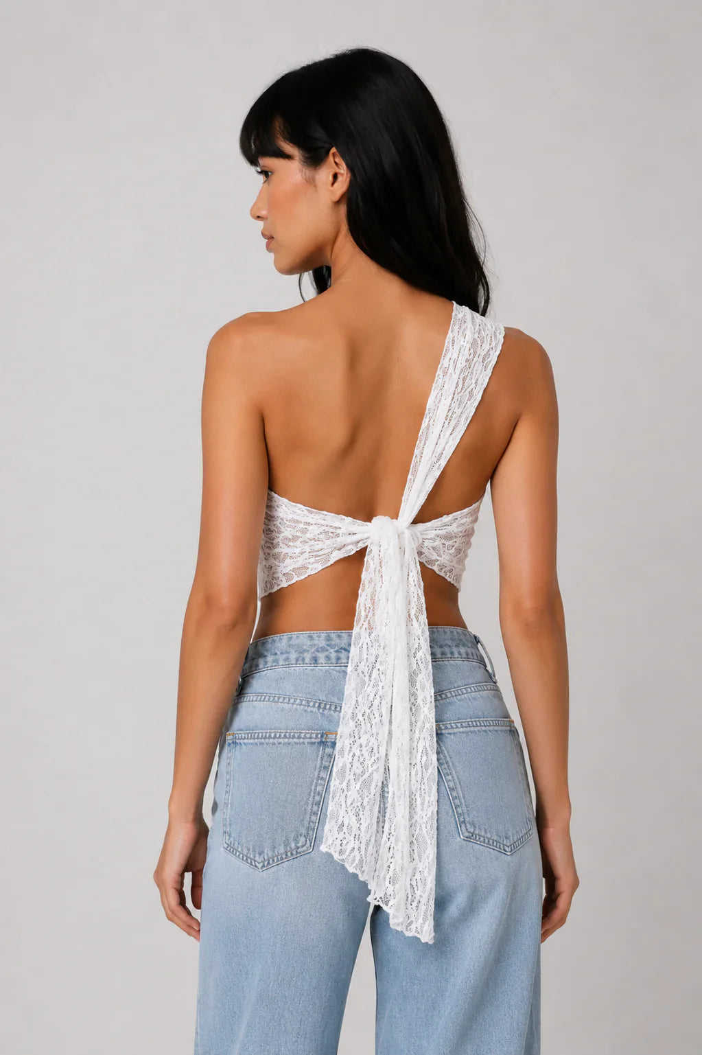 Nadine Asymmetric Lace One-Shoulder Blouse for Women Elegant