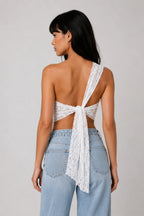 Nadine Asymmetric Lace One-Shoulder Blouse for Women Elegant