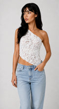 Nadine Asymmetric Lace One-Shoulder Blouse for Women Elegant