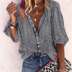 Sydney Blouse Femme – Chemisier Léger à Motif avec Col V et Coupe Fluide Estivale