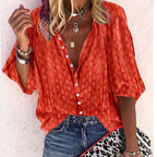 Sydney Blouse Femme – Chemisier Léger à Motif avec Col V et Coupe Fluide Estivale