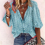 Sydney Blouse Femme – Chemisier Léger à Motif avec Col V et Coupe Fluide Estivale