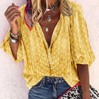 Sydney Blouse Femme – Chemisier Léger à Motif avec Col V et Coupe Fluide Estivale