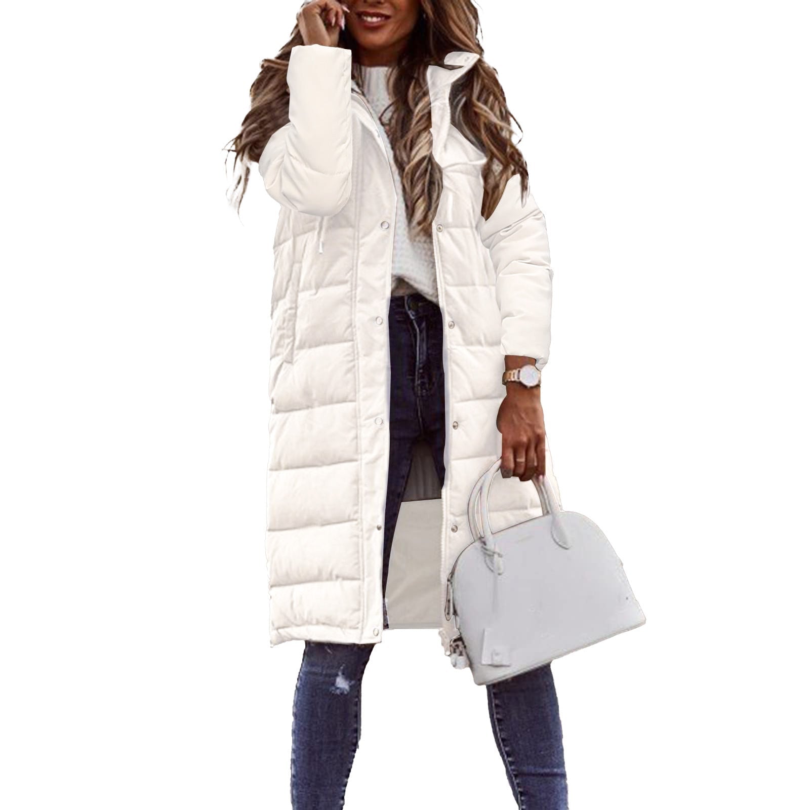 Elise Doudoune Longue Femme – Manteau Hiver Chaud à Capuche & Poches