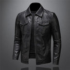 Dawson Veste Homme – Veste en Cuir à Zip avec Poches Poitrine et Col Classique