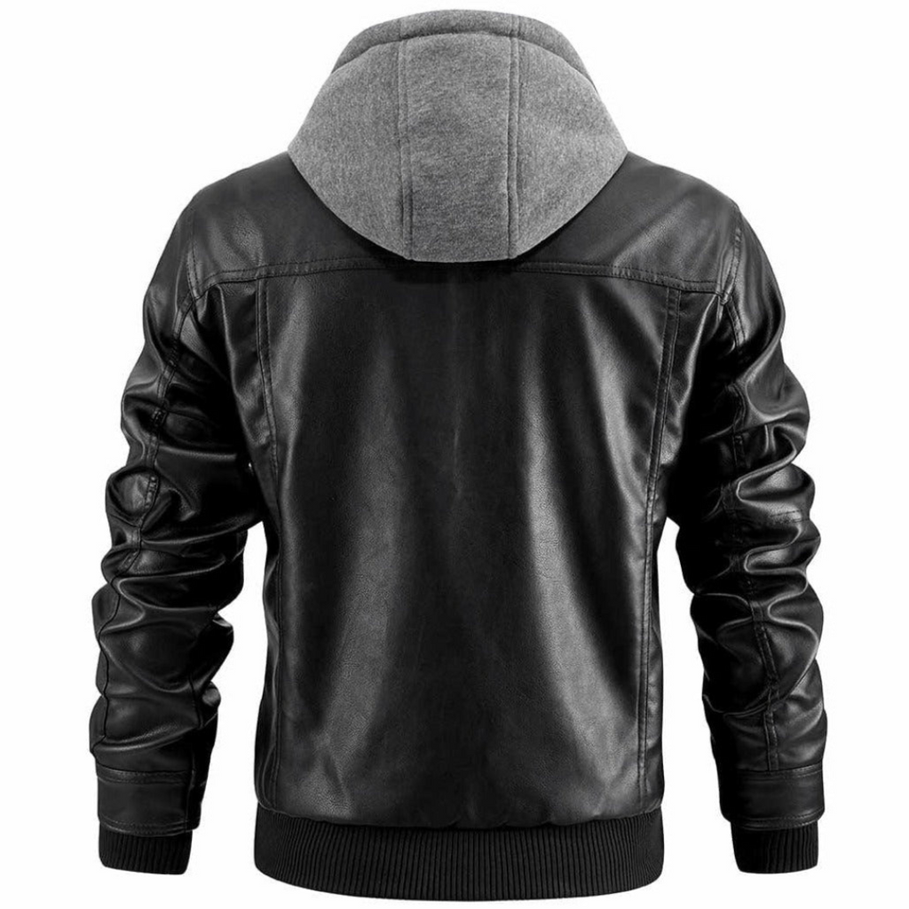 Nathan Veste Homme en Cuir – Blouson Vintage avec Capuche et Style Urbain Moderne