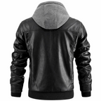 Nathan Veste Homme en Cuir – Blouson Vintage avec Capuche et Style Urbain Moderne